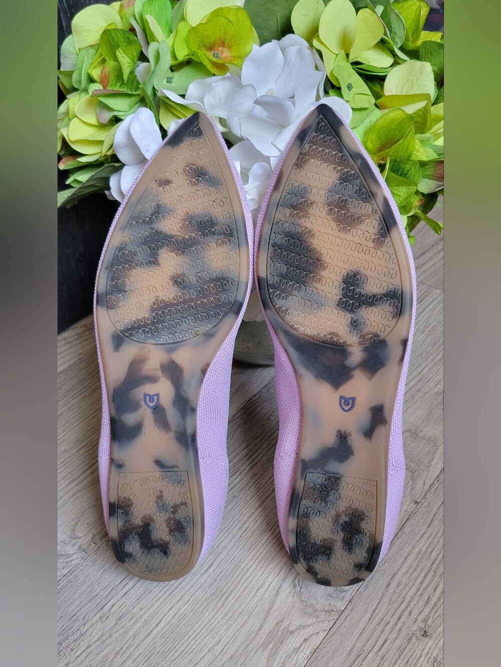 Rothy's The Point Soft Orchid Lilac & Tortoise Sole Flats, Women US 8.5 EU 39 - Picture 13 of 16